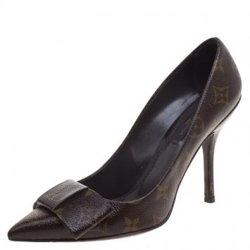 Pre Owned Louis Vuitton Monogram Canvas Louise Bow Pointed Pumps Size 39