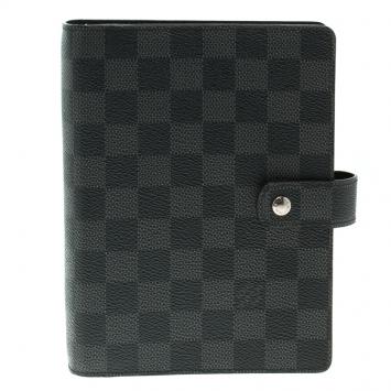 Pre Owned Louis Vuitton Damier Graphite Medium Ring Agenda Cover