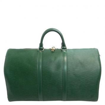 Pre Owned Louis Vuitton Green Epi Leather Keepall 50