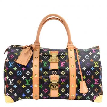 Pre Owned Louis Vuitton Black Monogram Multicolor Canvas Keepall 45