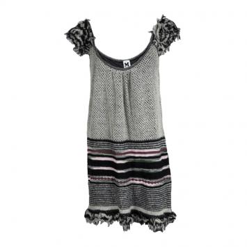 Pre Owned M Missoni Mulitcolor Chunky Textured Knit Sleeveless Sweater Tunic L