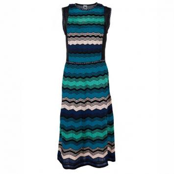 Pre Owned M Missoni Multicolor Zig Zag Pattern Sleeveless Knit Dress M
