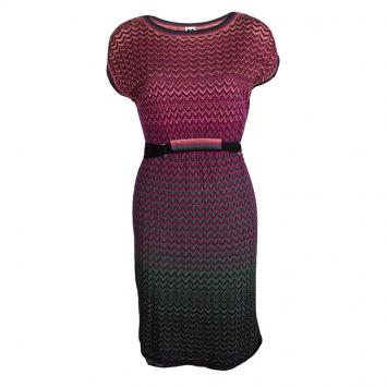 مملوكة مسبقًا M Missoni Multicolor Knit Sleeveless Belted Dress M