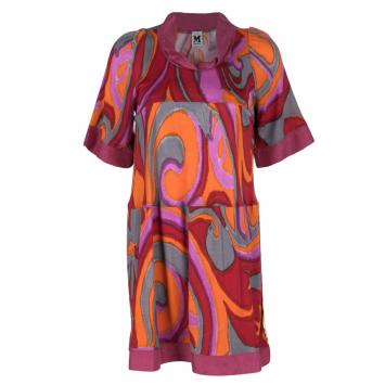 مملوكة مسبقًا M Missoni Multicolour Printed Contrast Silk Trim Detail Short Sleeve Dress M