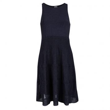 Pre Owned M Missoni Navy Blue Lurex Patterened Knit Sleeveless Dress S