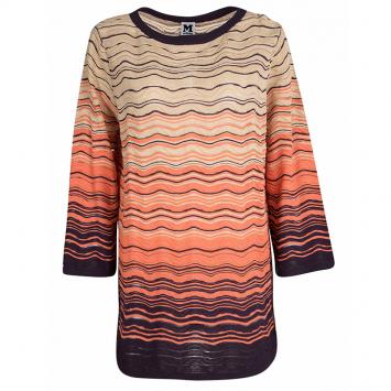 Pre Owned M Missoni Multicolor Textured Wave Pattern Long Sleeve Top L