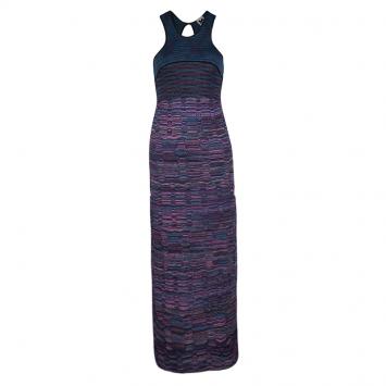 Pre Owned M Missoni Textured Lurex Knit Cutout Back Detail Sleeveless Maxi Dress S