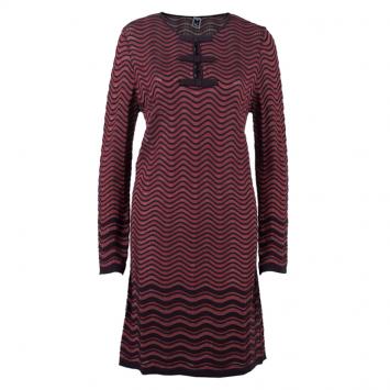 Pre Owned M Missoni Red Wave Knit Dress L