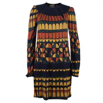 Pre Owned M Missoni Multicolor Patterned Long Sleeve Knit Dress S