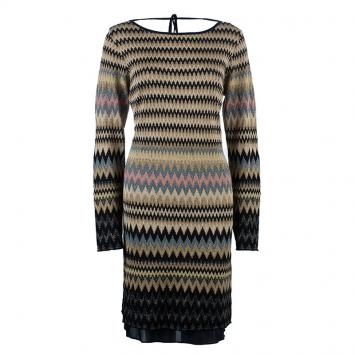 Pre Owned M Missoni Backless Zig-Zag Dress L