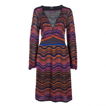Pre Owned M Missoni Multicolor Wave Knit Short Dress L