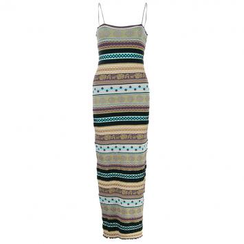 Pre Owned M Missoni Multicolor Crochet Knit Maxi Dress S