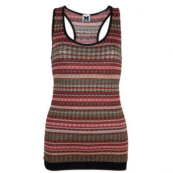 Pre Owned M Missoni Red Multicolor Sleeveless Top M