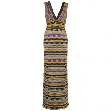 Pre Owned M Missoni Metallic Wave Knit Maxi Dress S
