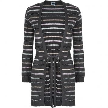 Pre Owned M Missoni Grey Striped Cardigan S