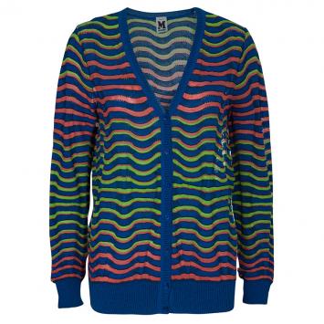 Pre Owned M Missoni Multicolor Wave Knit Cardigan S
