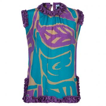 Pre Owned M Missoni Multicolor Print Silk Top L