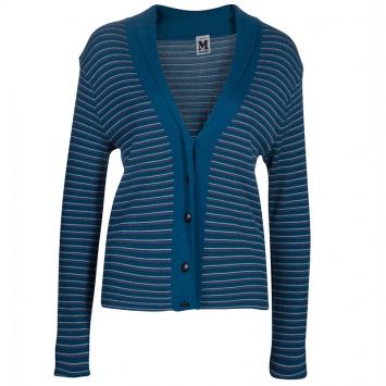 Pre Owned M Missoni Blue Striped Knit Cardigan XL