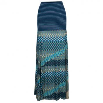 Pre Owned M Missoni Blue Printed Knit Skirt L
