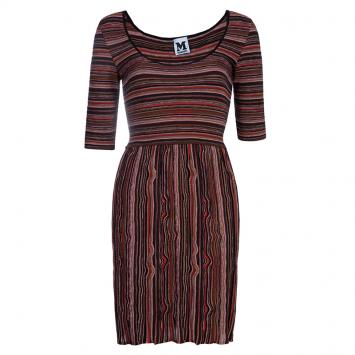 Pre Owned M Missoni Striped Short Sleeve Dress S