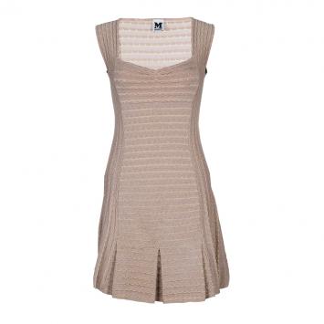 Pre Owned M Missoni Beige Sleeveless Knit Dress S