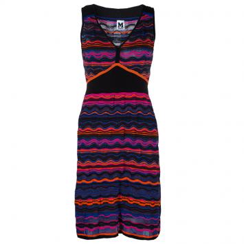Pre Owned M Missoni Multicolor Wave Pattern Lurex Knit Sleeveless Dress M
