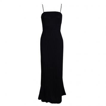 Pre Owned M Missoni Black Chevron Lurex Knit Noodle Strap Maxi Dress S