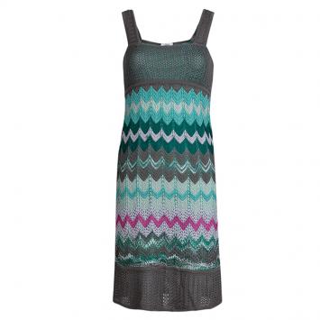 Pre Owned M Missoni Multicolor Zig Zag Pattern Sleeveless Knit Dress M