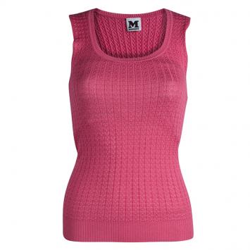 Pre Owned M Missoni Pink Knit Sleeveless Top S 
