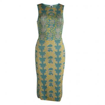 Pre Owned M Missoni Floral Lurex Jacquard Knit Cutout Back Detail Sleeveless Dress M