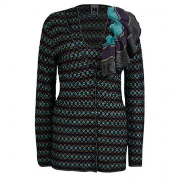 Pre Owned M Missoni Multicolor Textured Knit Sleeveless Sweater and Cardigan Set L