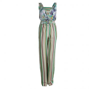 Pre Owned M Missoni Multicolor Belted Sleeveless Jumpsuit S