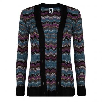 Pre Owned M Missoni Multicolor Patterned Knit Button Front Cardigan S
