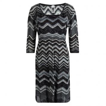 مملوكة مسبقًا M Missoni Multicolor Lurex Knit Chevron Pattern Long Sleeve Dress M