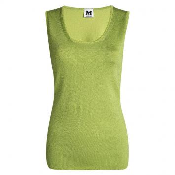 Pre Owned M Missoni Lime Green Lurex Knit Sleeveless Top M