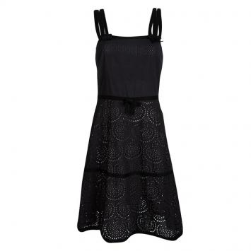 مملوكة مسبقًا M Missoni Black Cotton Cutout Eyelet Embroidered Sleeveless Dress M