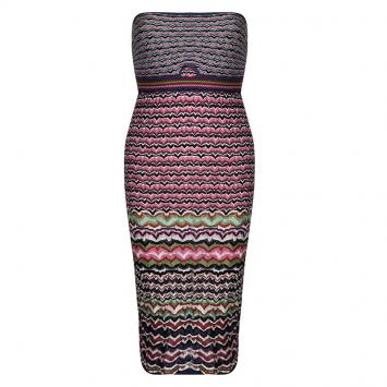 Pre Owned M Missoni Multicolor Patterned Knit Strapless Tube Dress M