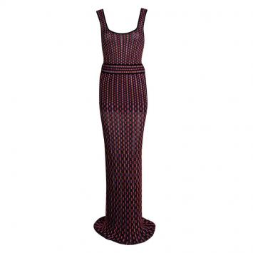 Pre Owned M Missoni Multicolor Knit Cutout Back Detail Maxi Dress M
