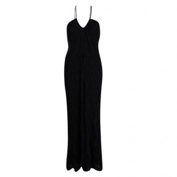Pre Owned M Missoni Black Knit Halter Maxi Dress M