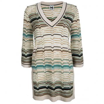 Pre Owned M Missoni Multicolor Chevron Striped Knit Sweater Tunic S