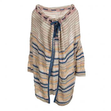 Pre Owned M Missoni Multicolor Knit Open Front Draped High Low Cardigan S