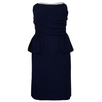 Pre Owned Marc by Marc Jacobs Navy Blue Strapless Dress L