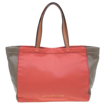 Pre Owned Marc by Marc Jacobs Rose Two Tone Leather What's the T Tote Bag