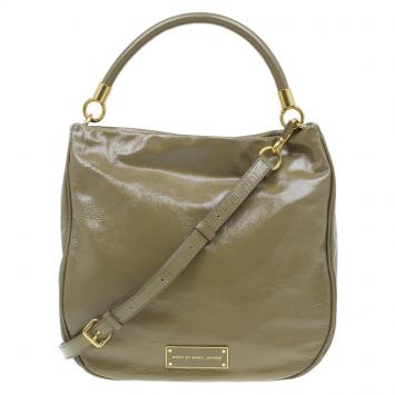 Pre Owned Marc by Marc Jacobs Olive Green Patent Leather Too Hot To Handle Hobo