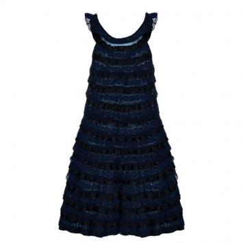 Pre Owned Marc by Marc Jacobs Navy Blue Lace Tiered Dress XS