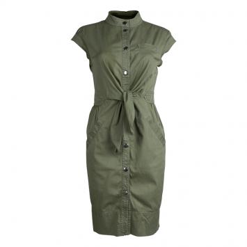 Pre Owned Marc by Marc Jacobs Olive Green Overdyed Cotton Shirt Dress S