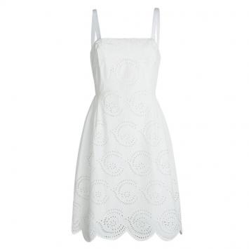 Pre Owned Marc by Marc Jacobs White Eyelet Lace Sleeveless Dress M