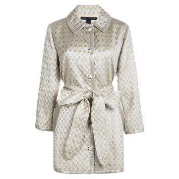 Pre Owned Marc by Marc Jacobs  Cream Polka Dotted Lurex Jacquard Belted Overcoat M