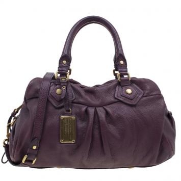 Pre Owned Marc by Marc Jacobs Purple Leather Classic Q Groove Shoulder Bag