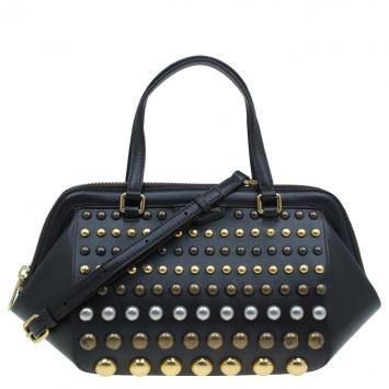 Pre Owned Marc by Marc Jacobs Dark Brown Leather Studded Thunderdome Satchel